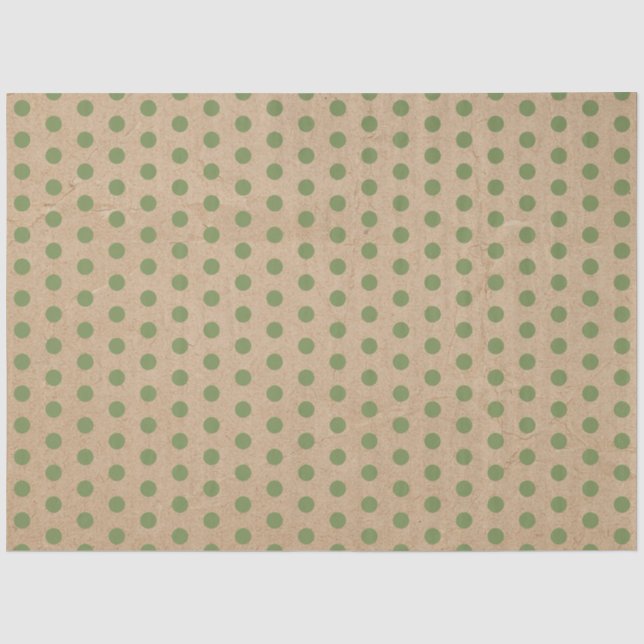 Papier Mousseline Noël Vert Pois Kraft (Recto)