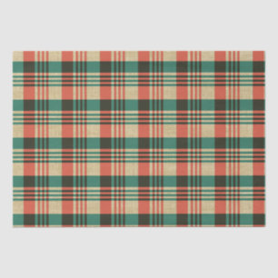 Papier Mousseline Noël vert rouge Burlap