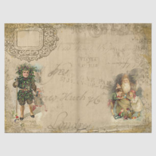 Papier Mousseline Noël victorien Père Noël et enfants