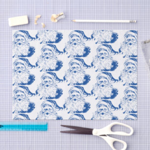 Papier Mousseline Noël vintage, joyeux Père Noël en bleu