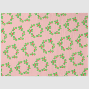 Papier Mousseline Noël Vintage Rose Vert Rouge Vintage