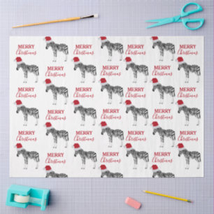 Papier Mousseline Noël Zebra Funny Animal avec Santa Hat