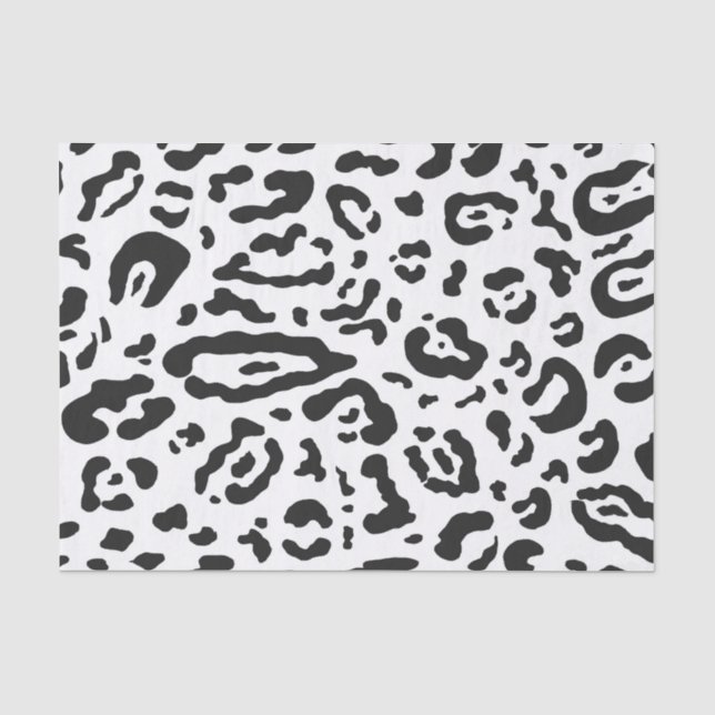 Papier Mousseline Noir & Blanc Guépard Léopard Imprimé Animal Party (Recto)