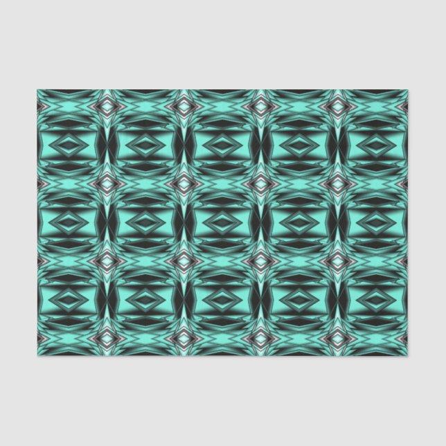 Papier Mousseline Noir Blanc Turquoise Ombre Art Abstrait moderne (Recto)
