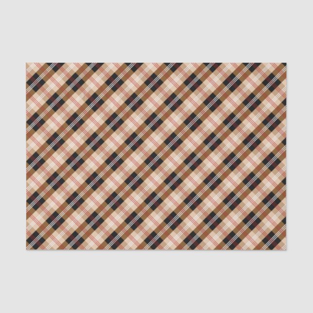 Papier Mousseline Noir britannique et plaid tan (Recto)