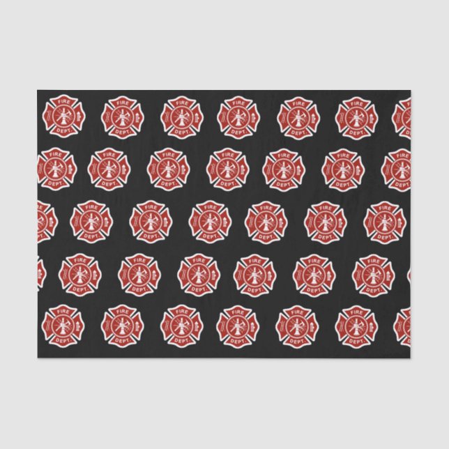 Papier Mousseline Noir classique de motif de symbole de pompier (Recto)