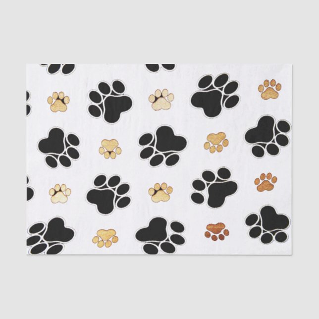 Papier Mousseline Noir et blanc canin bronzage d'empreinte de patte (Recto)