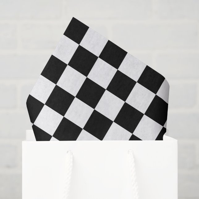 Papier Mousseline Noir et blanc coché (Sac cadeau)