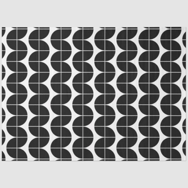Papier Mousseline Noir et blanc Mid-Century Motif Abstrait moderne (Recto)