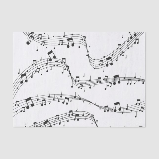 Papier Mousseline Noir et blanc note musicienne Motif (Recto)