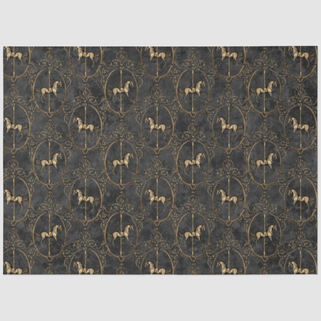 Papier Mousseline Noir et Gold Circus Series Design 11 (Recto)