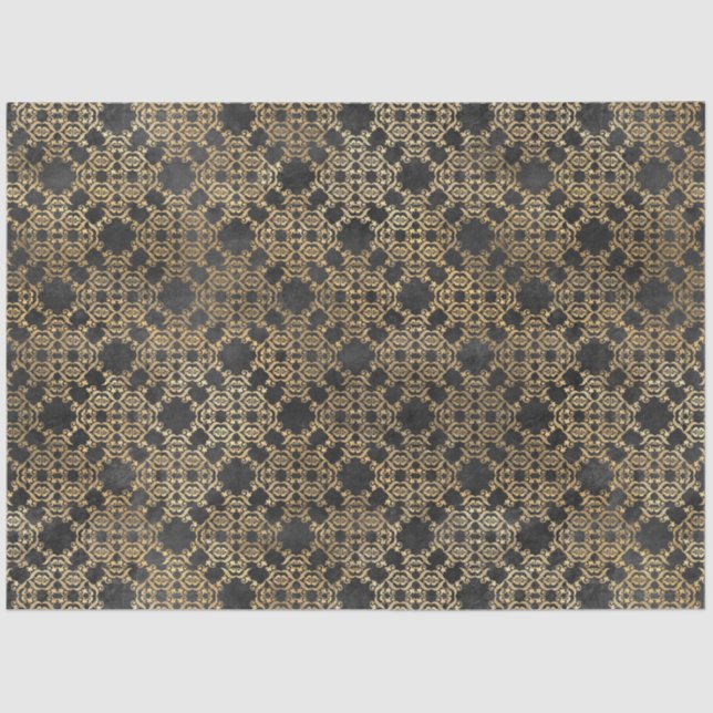 Papier Mousseline Noir et Gold Circus Series Design 9 (Recto)