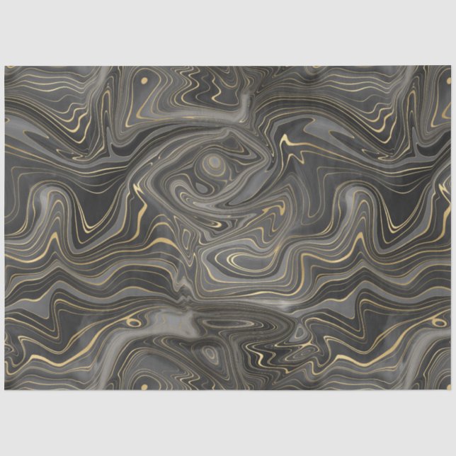 Papier Mousseline Noir et or Strata Series Design 4 (Recto)