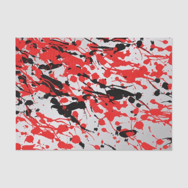 Papier Mousseline Noir et rouge Abstrait éclaboussure et goutte (Recto)