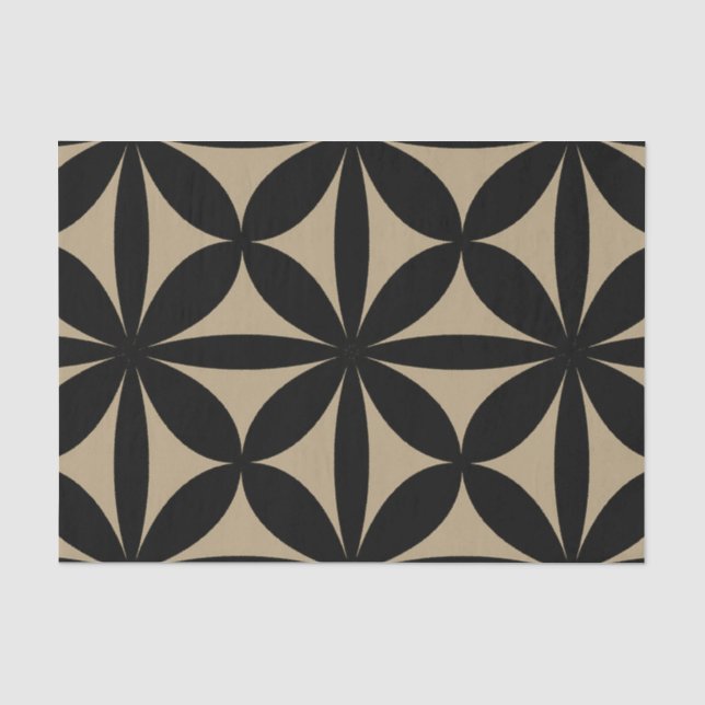 Papier Mousseline Noir et Tan Moderne / Retro Print (Recto)