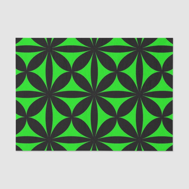 Papier Mousseline Noir et Vert Moderne / Rétro Imprimer (Recto)
