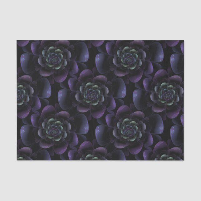 Papier Mousseline Noir pourpre Teal de lavande floral (Recto)