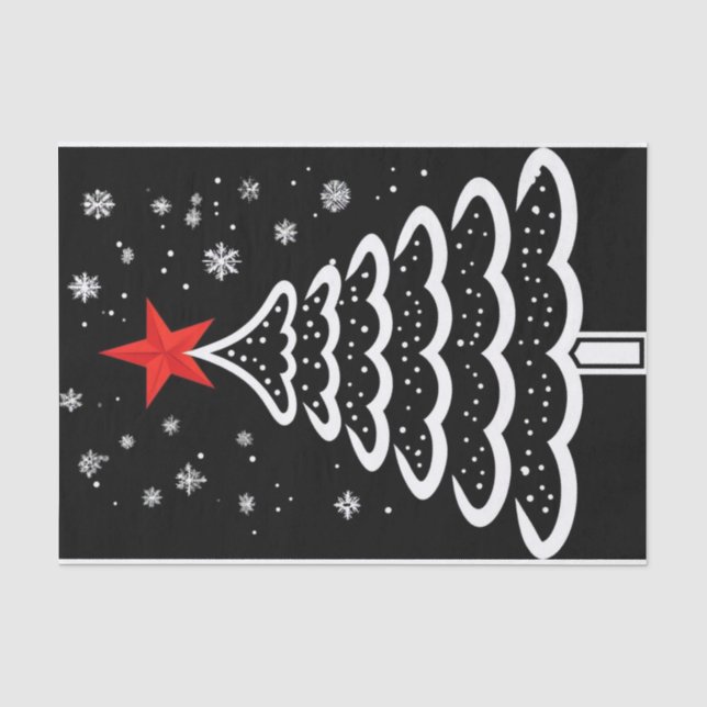 Papier Mousseline Noir & Rouge Noël (Recto)