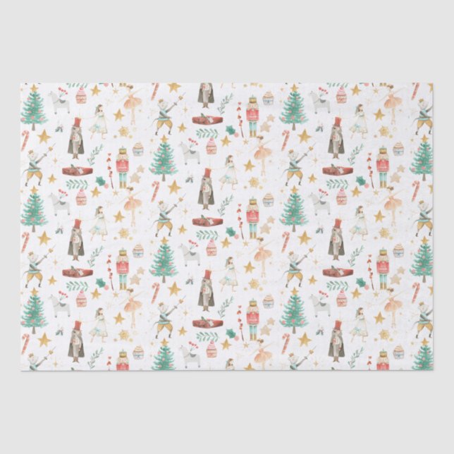 Papier Mousseline Noisette de Noël Ballet Petit Motif (Recto)