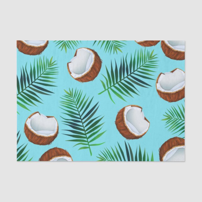 Papier Mousseline Noix de coco et copie tropicales de palmettes (Recto)