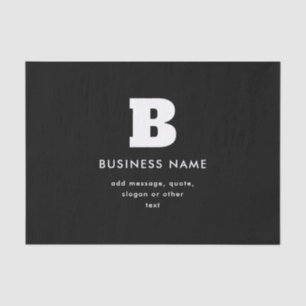 Papier Mousseline Nom commercial modifiable et Slogan   Noir & Blanc