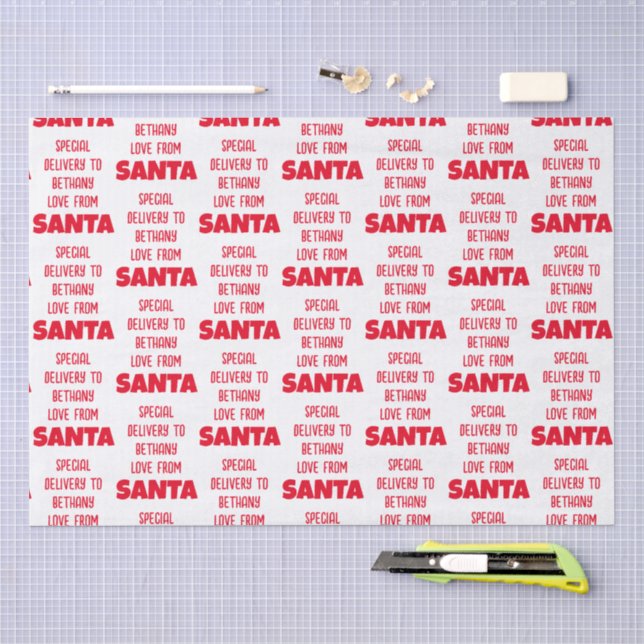 Papier Mousseline Nom de l'enfant de livraison spéciale de Père Noël (Artisanat)