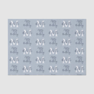 Papier Mousseline Nom du monogramme Motif initial Joyeux anniversair