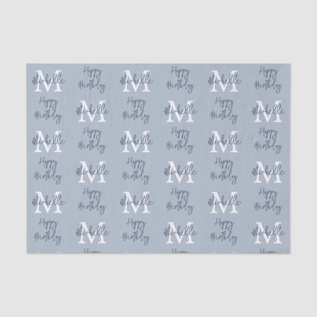Papier Mousseline Nom du monogramme Motif initial Joyeux anniversair (Recto)