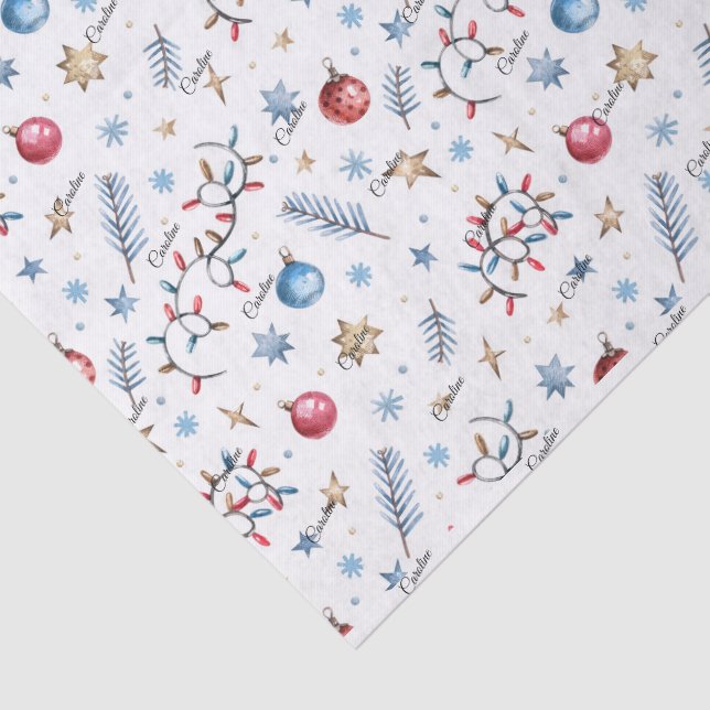 Papier Mousseline Nom du script 3 feuilles Papier Tissu Whimsy Noël (Détail)