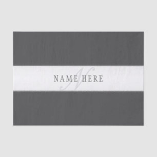 Papier Mousseline Nom élégant et monogramme Gris foncé et clair