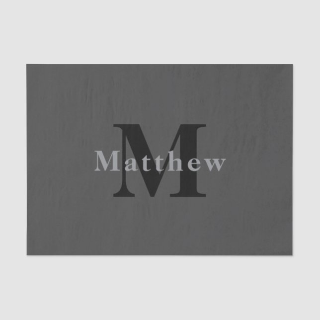 Papier Mousseline Nom et monogramme | Dark Gray (Recto)
