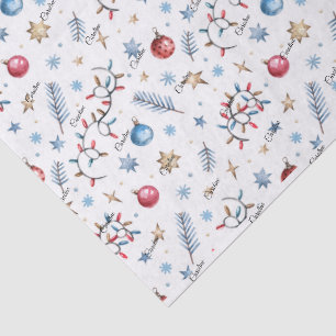 Papier Mousseline Nom, lumières ornements étoiles Noël fantaisiste