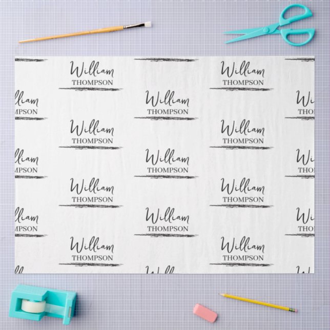 Papier Mousseline Nom monographique moderne noir et blanc (Artisanat)