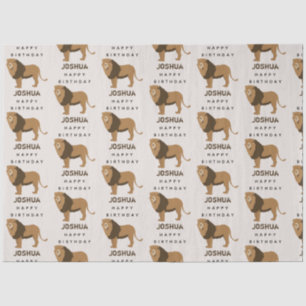 Papier Mousseline Nom personnalisé Jungle Lion Animal Anniversaire