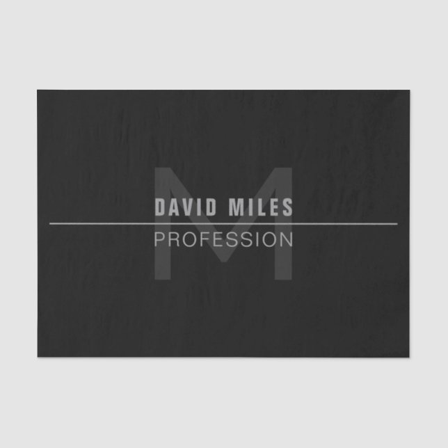 Papier Mousseline Nom professionnel moderne Dark Grey (Recto)