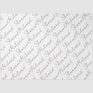 Papier Mousseline Noms en noir, blanc mariage de calligraphie