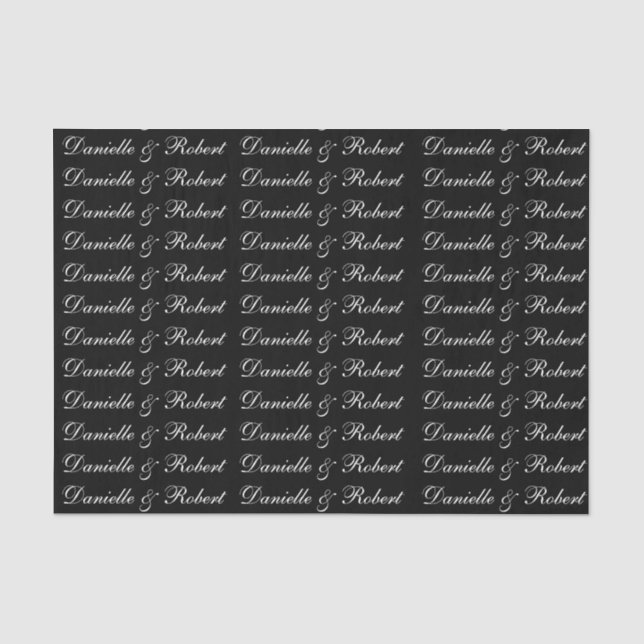 Papier Mousseline Noms Personnalisés mariages Monogramme Papier Tiss (Recto)