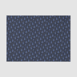 Papier Mousseline Nordique Cobalt Bleu Arbres de Noël foncés