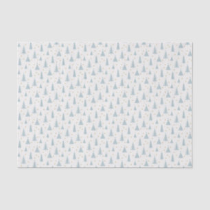 Papier Mousseline Nordique Turquoise Noël Arbres Blanc