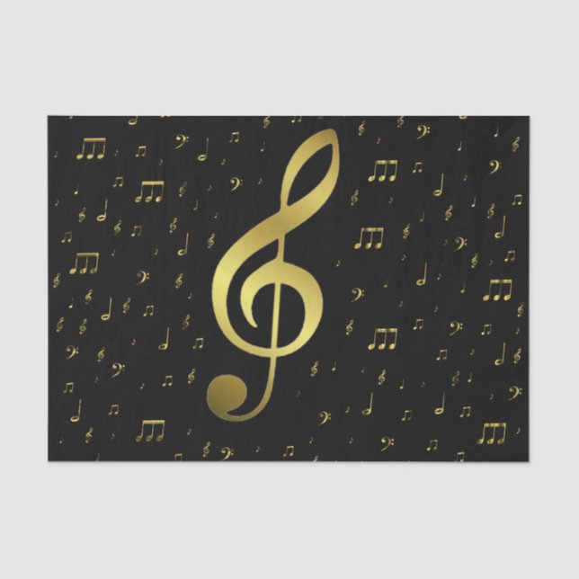 Papier Mousseline notes de musique or (Recto)