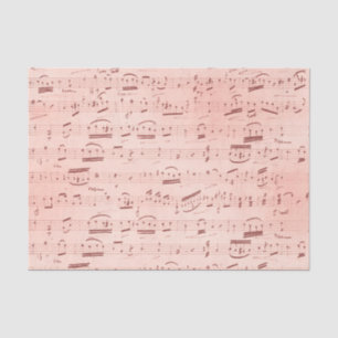 Papier Mousseline Notes de musique vintage rose