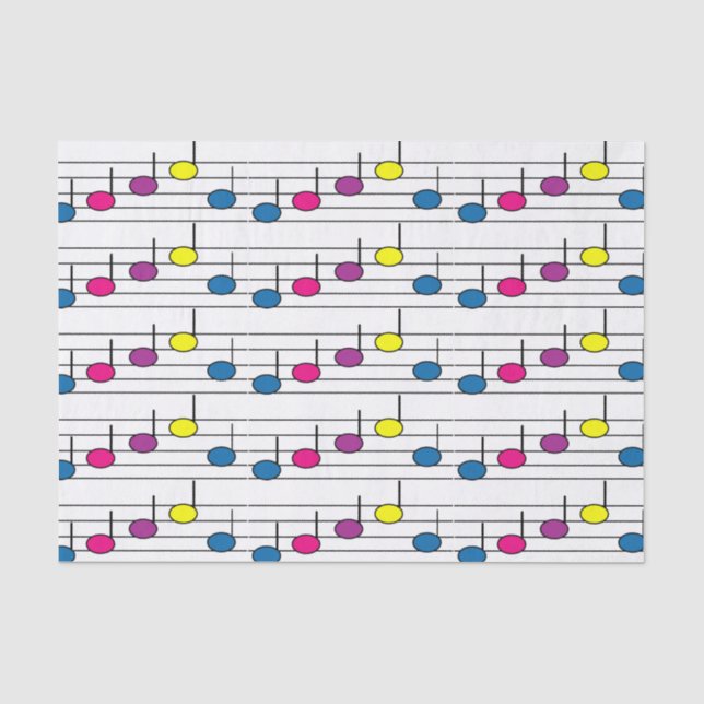 Papier Mousseline Notes musicales colorées (Recto)