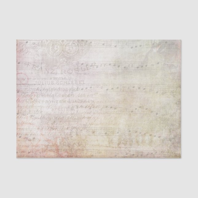 Papier Mousseline Notes musicales de style victorien et Fleurs défra (Recto)