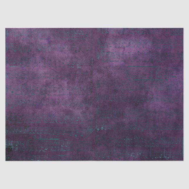 Papier Mousseline Notes musicales turquoises sur le dénouement viole (Recto)