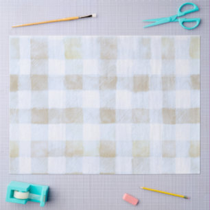 Papier Mousseline Notre petit garçon cacahuète bleu à carreaux Baby