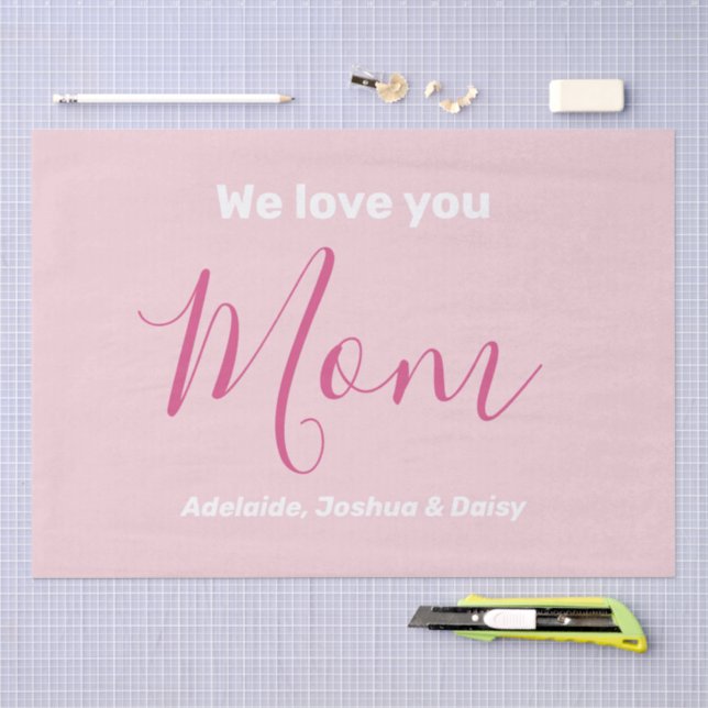 Papier Mousseline Nous t'aimons Maman Pink Minimalist (Artisanat)