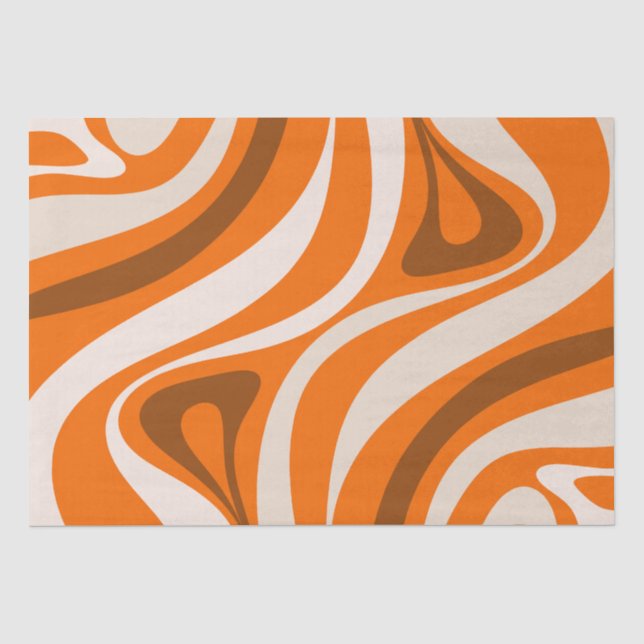 Papier Mousseline Nouveau Groove Retro Motifs Abstraits Orange Brown (Recto)