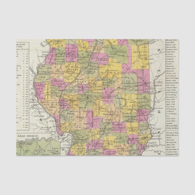 Papier Mousseline Nouvelle carte de l'Illinois (Recto)