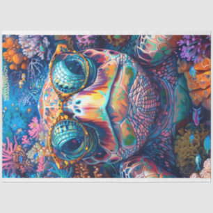 Papier Mousseline Nouvelle Découpage de tortue de mer aux couleurs v