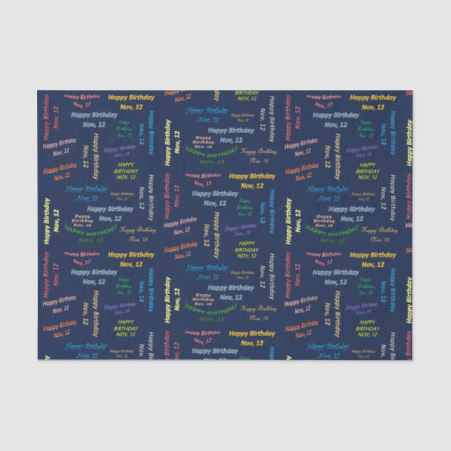 Papier Mousseline Novembre, 12 Anniversaire Tissue Paper (Recto)